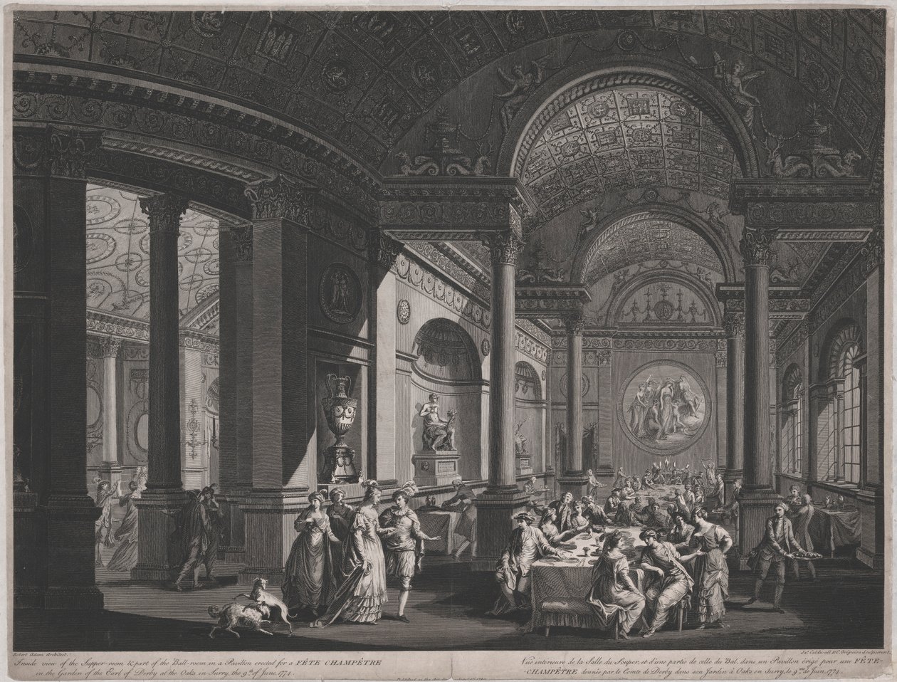 Fete Champetre, 9 czerwca 1774 (wewnątrz sali wieczerzy) autorstwa James Caldwall