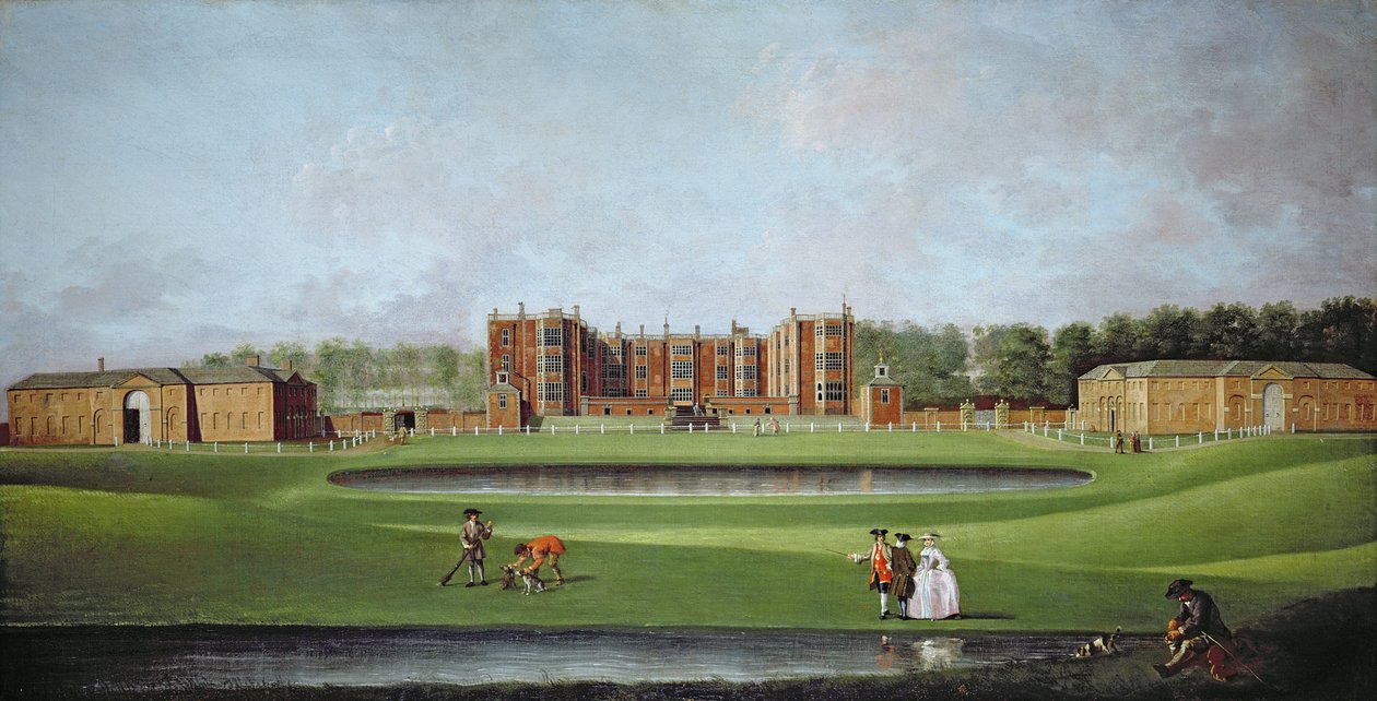 Widok Temple Newsam House, ok. 1750 (olej na płótnie) (szczegóły patrz 128853 i 128854) autorstwa James Chapman