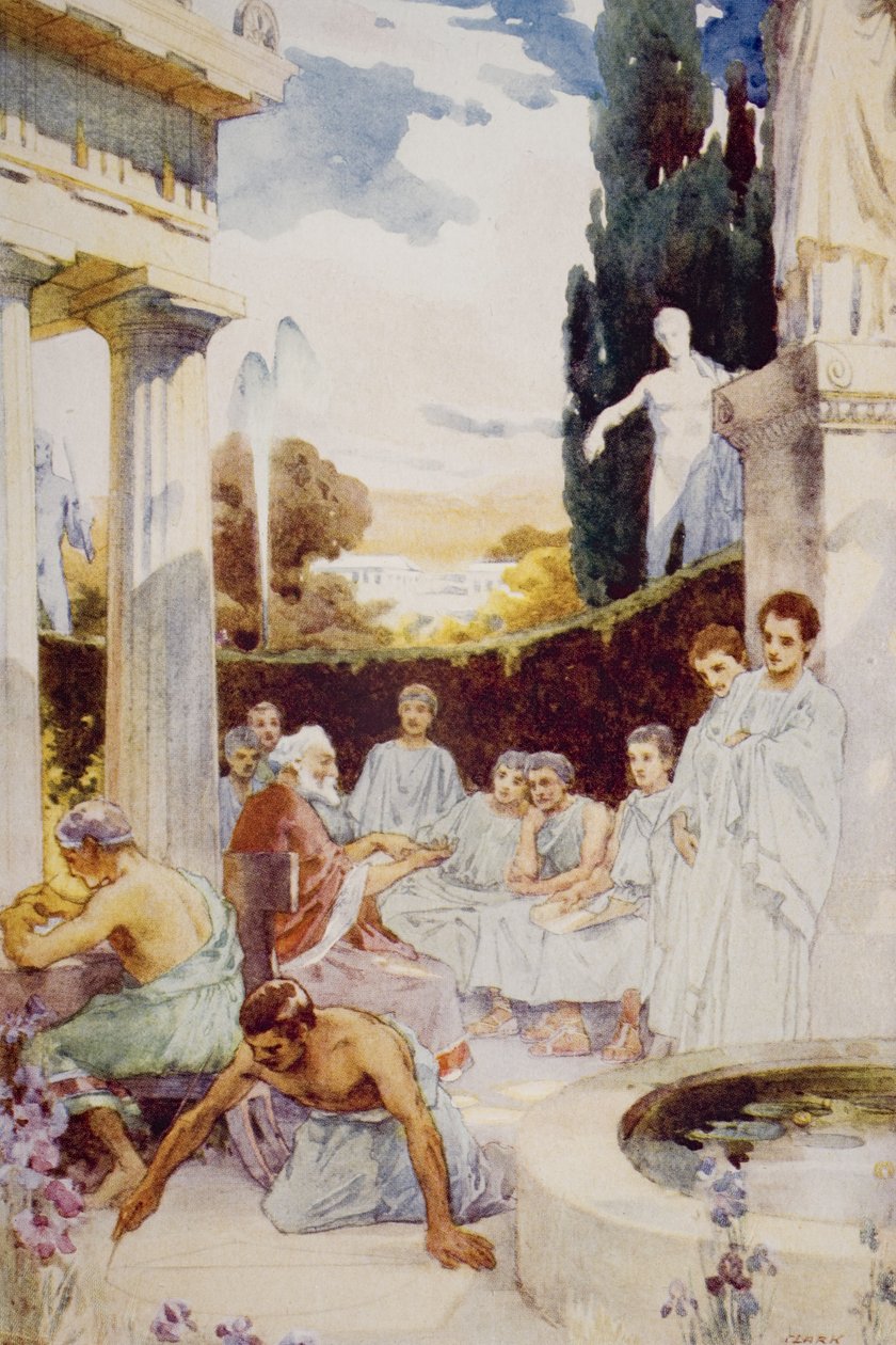 Akademia w Atenach, ilustracja z „Zarysu historii” H.G. Wellsa, tom I, wydanej w 1920 r. autorstwa James Clark