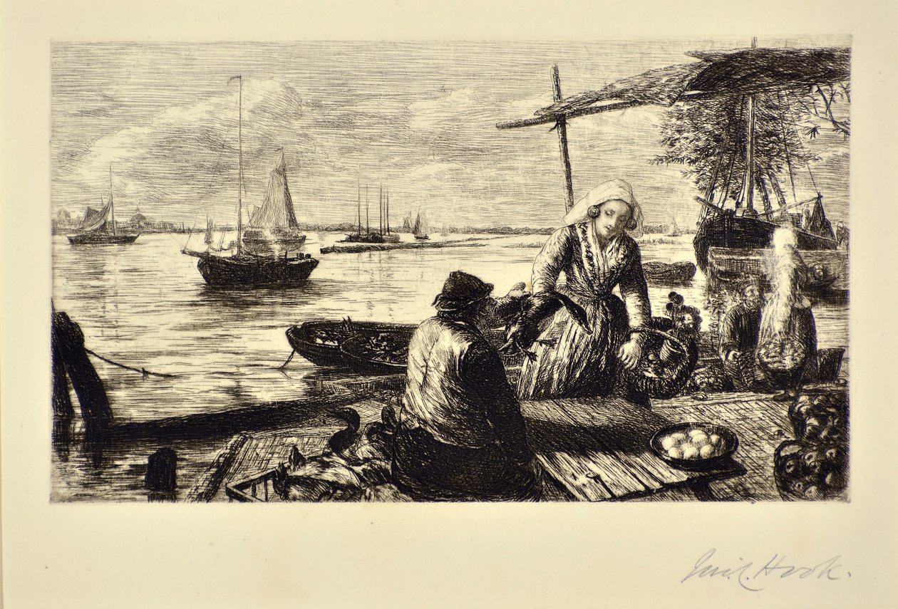 Łódź targowa, Holandia autorstwa James Clarke Hook