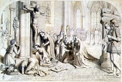 Incydent z życia św. Elżbiety Węgierskiej - Studium Kompozycyjne, 1850 autorstwa James Collinson