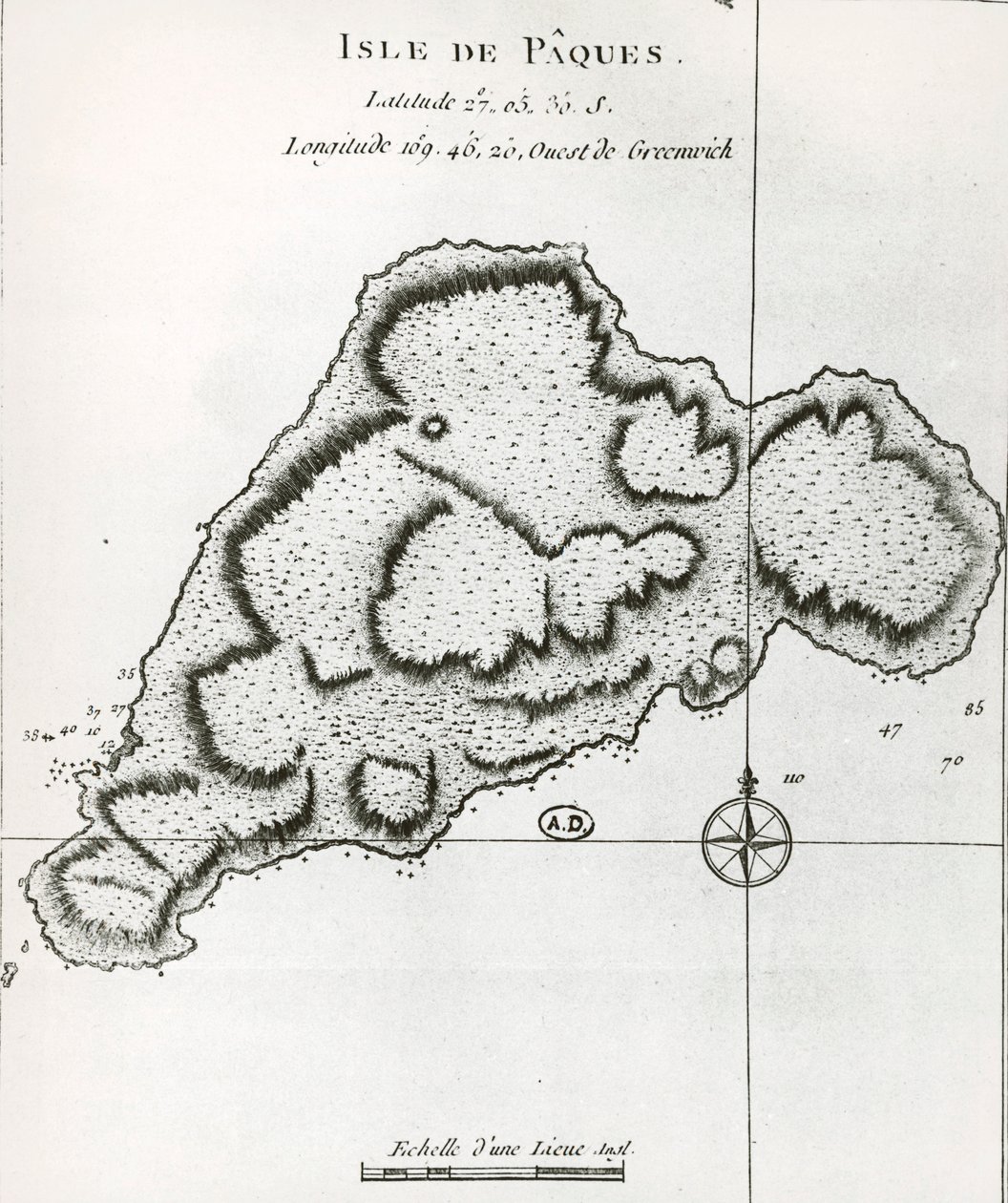 Wyspa Wielkanocna, z Travel Atlas autorstwa Jamesa Cooka autorstwa James Cook
