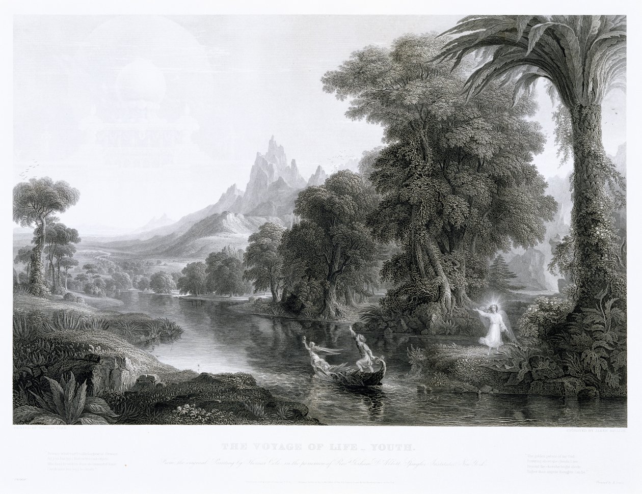 Podróż życia — młodość, c. 1855 (grawerowanie) autorstwa James David Smillie