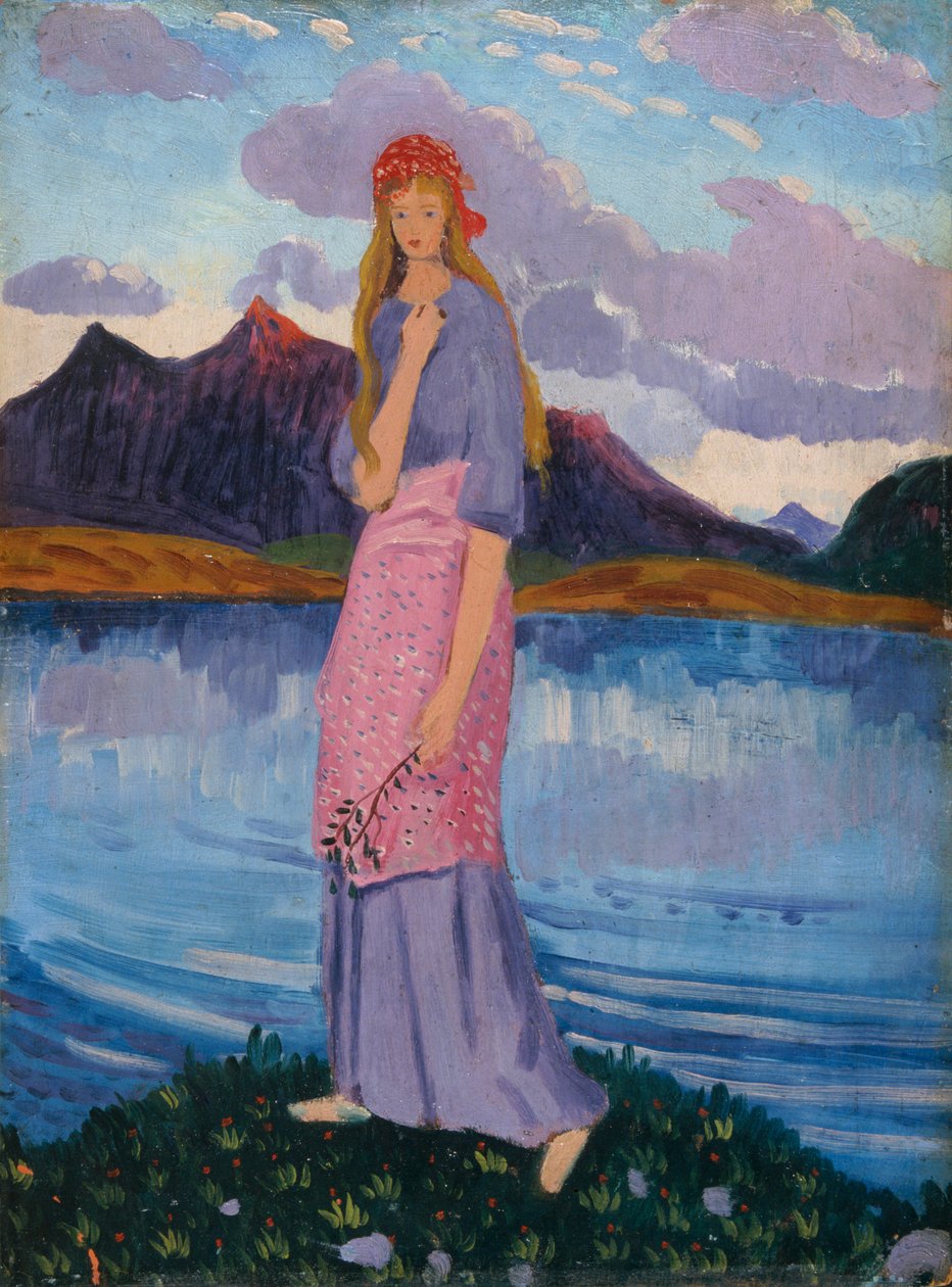 „Dziewczyna stojąca nad jeziorem”, 1911-12 autorstwa James Dickson Innes