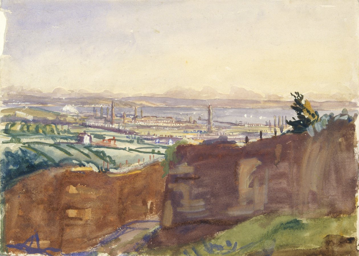 Llanelli z kamieniołomu Furnace (akwarela na papierze) autorstwa James Dickson Innes