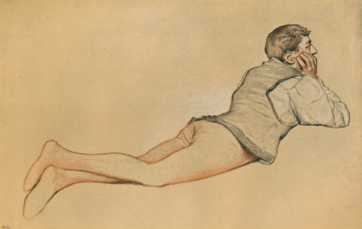 Boccaccio: Scena otwarcia w Decamerone Decameron, c1900 autorstwa James Dromgole Linton