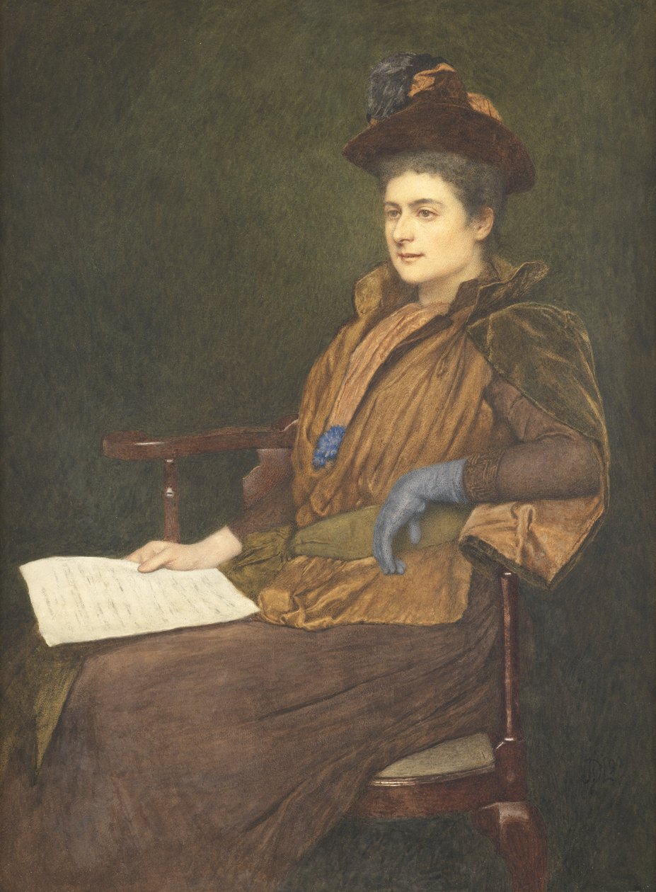 Miss Agnes Ashbee, 1890 (toaleta i gwasz na papierze) autorstwa James Dromgole Linton