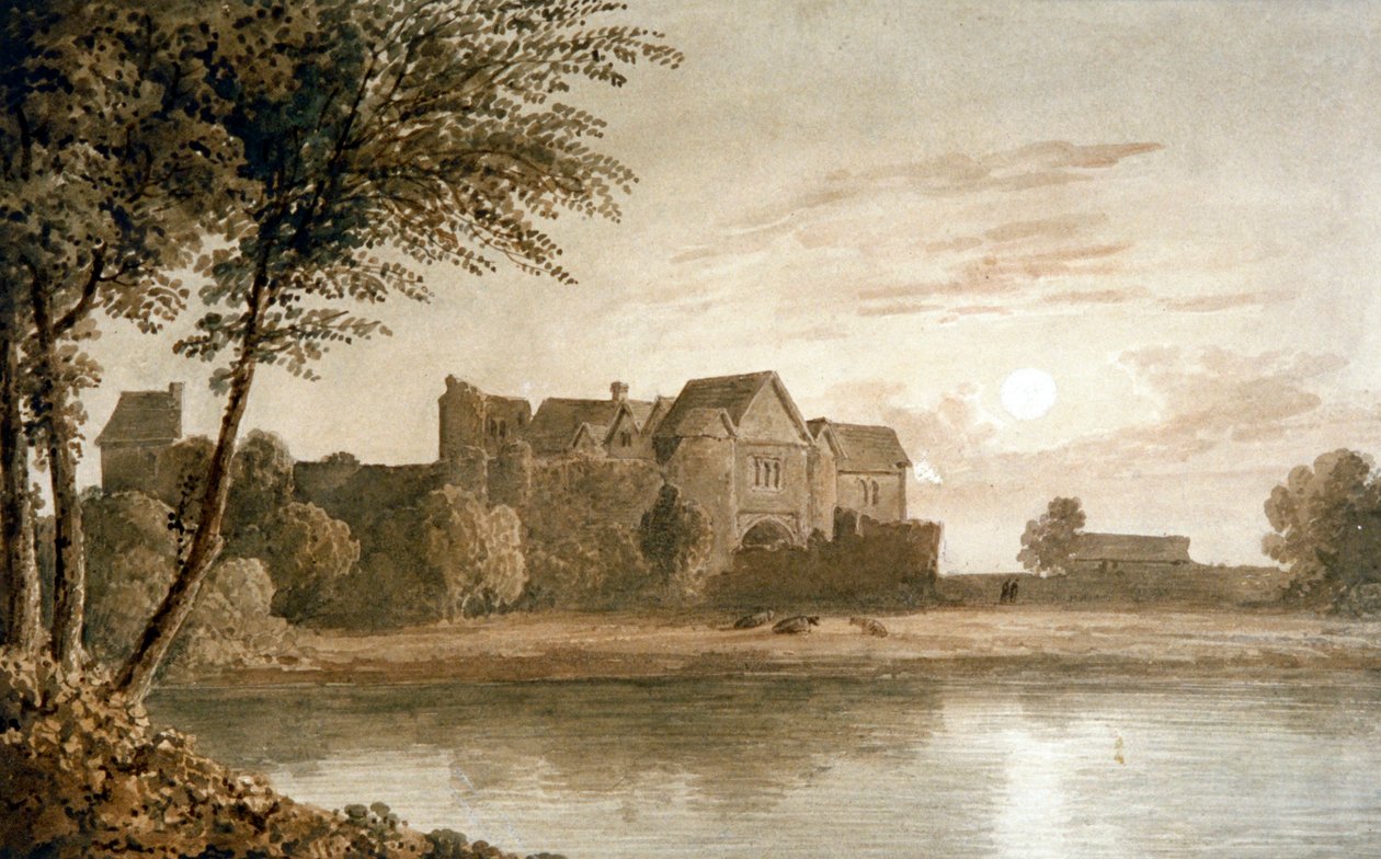 „Zamek Allington, niedaleko Maidstone, Moonlight”, XIX wiek autorstwa James Duffield Harding