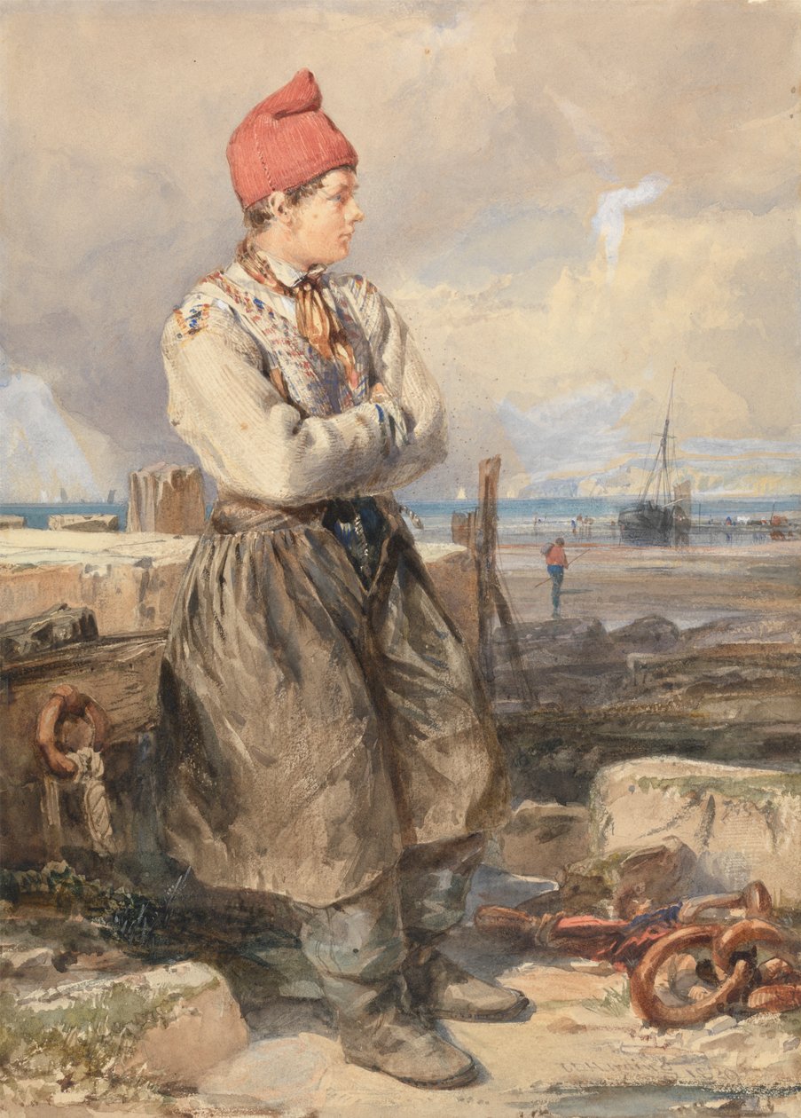 Scena francuskiego wybrzeża z Fisherboyem autorstwa James Duffield Harding