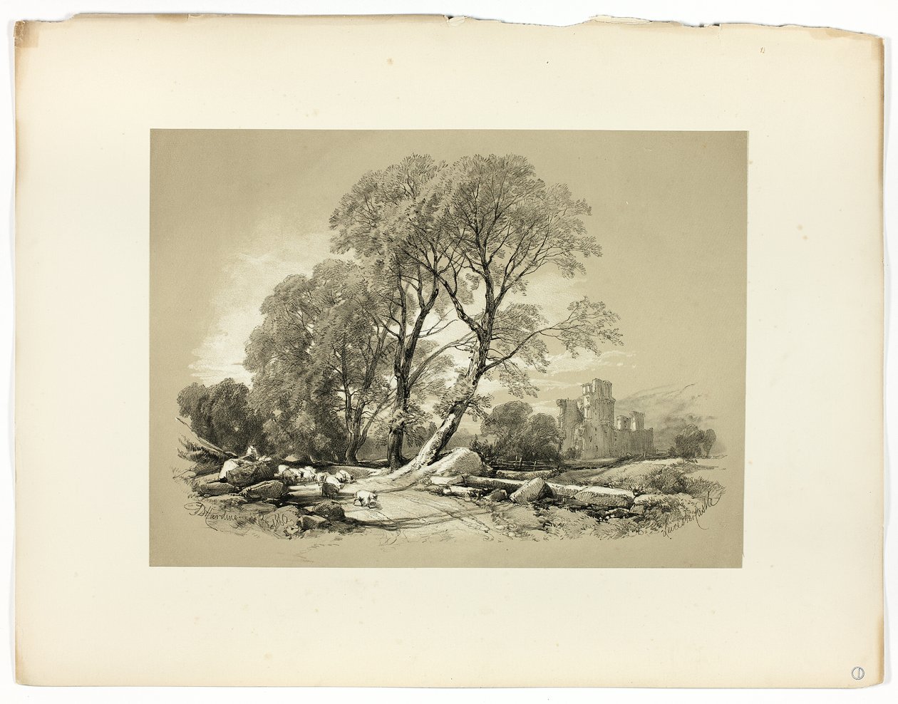 Zamek Leicester, z Picturesque Selections autorstwa James Duffield Harding