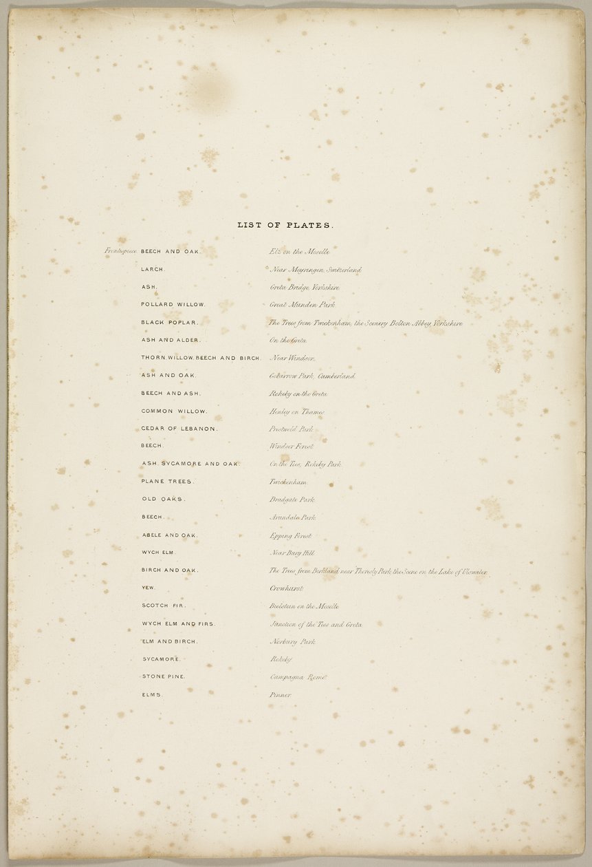 Spis tabliczek z parku i lasu autorstwa James Duffield Harding