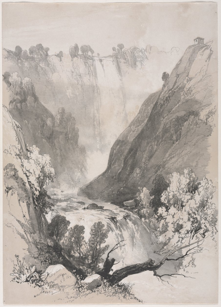 Szkice w domu i za granicą: Falls of Terni autorstwa James Duffield Harding