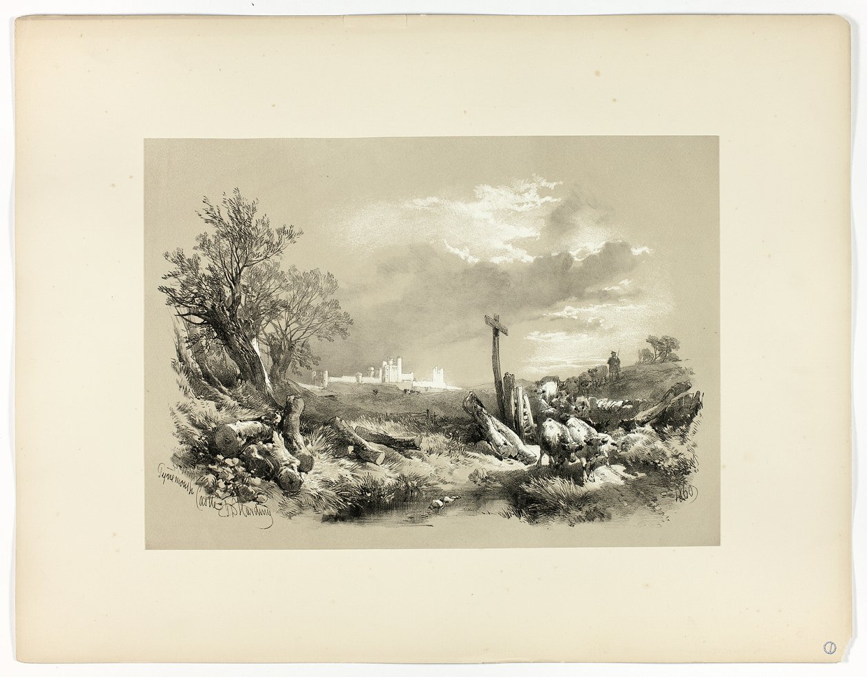 Zamek Tynemouth, z Picturesque Selections autorstwa James Duffield Harding