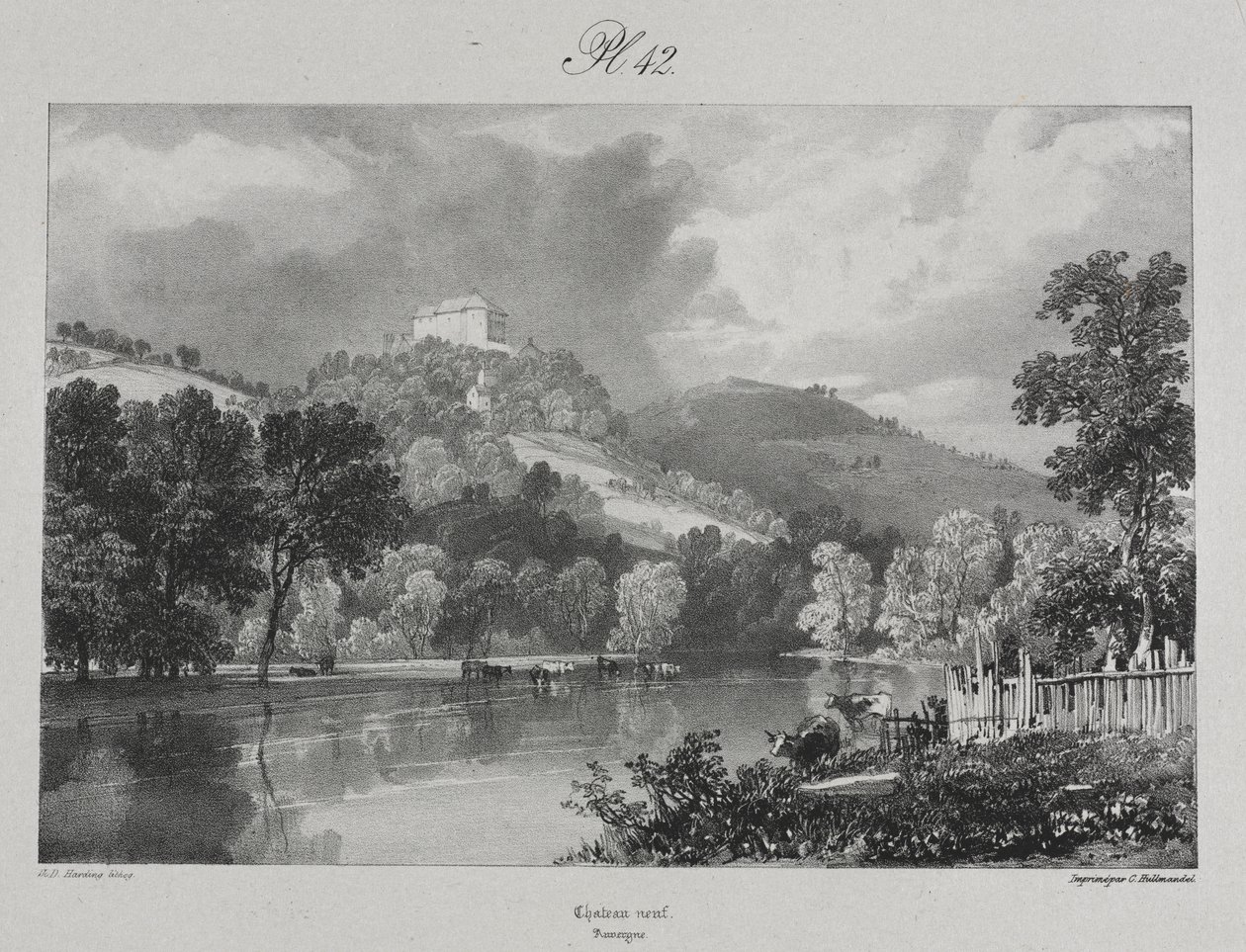 Malownicze i romantyczne podróże po dawnej Francji. Owernia: Château Neuf autorstwa James Duffield Harding