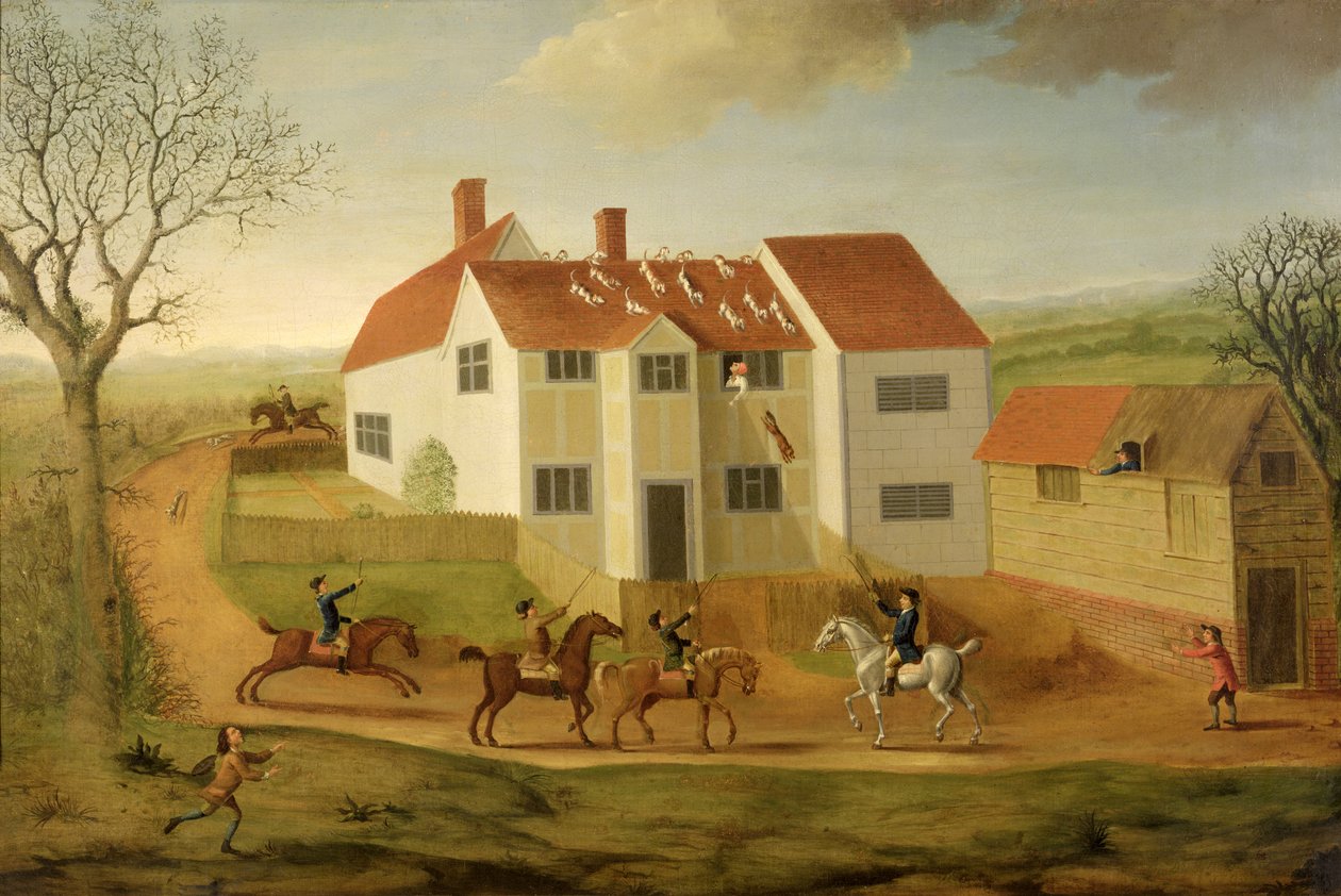John Sidey i jego psy na farmie w pobliżu Hadleigh, Suffolk autorstwa James Dunthorne