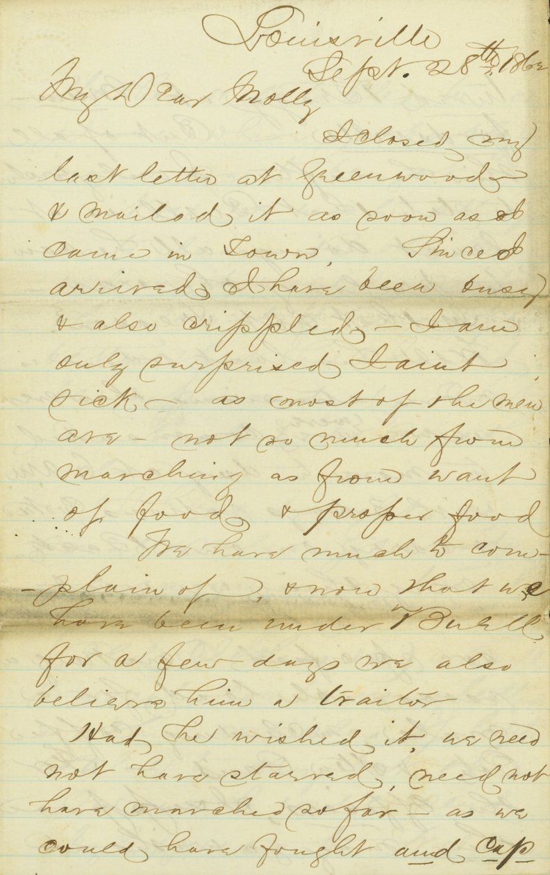 List Jamesa E. Love z Louisville do Molly, 28-30 września 1862 r. autorstwa James Edwin Love