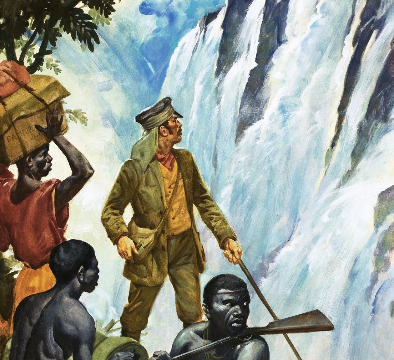 David Livingstone odkrywa Wodospady Wiktorii autorstwa James Edwin McConnell