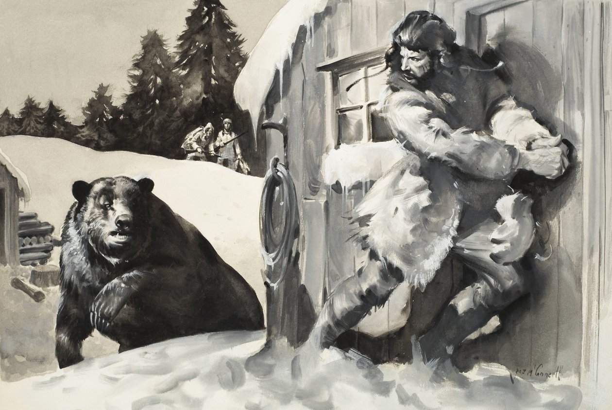 Niedźwiedź grizzly (gwasz na papierze) autorstwa James Edwin McConnell