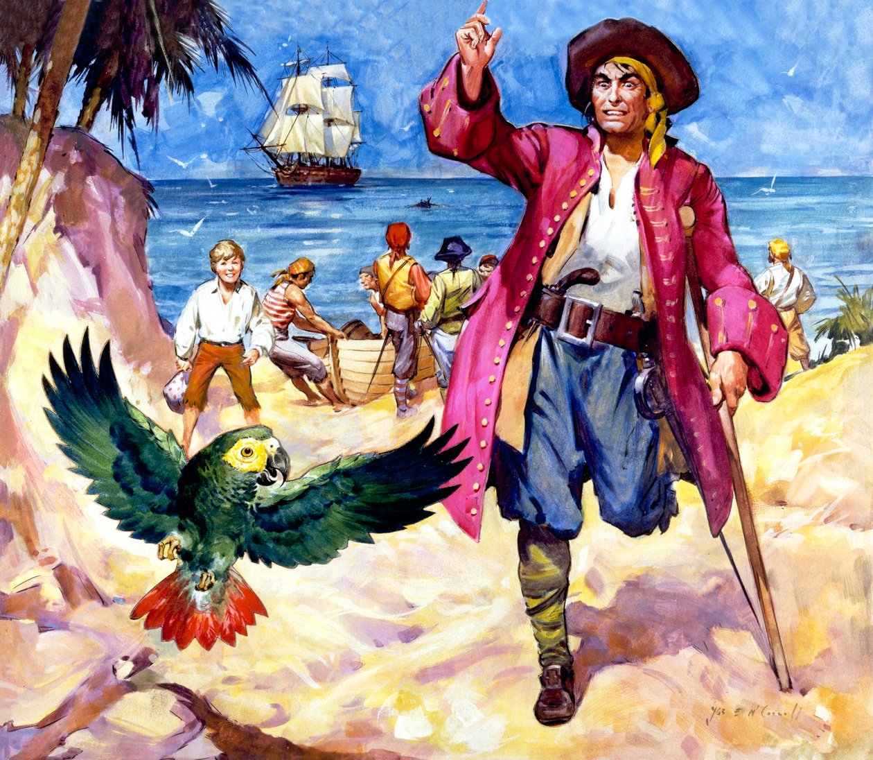 Długi John Silver i jego papuga autorstwa James Edwin McConnell