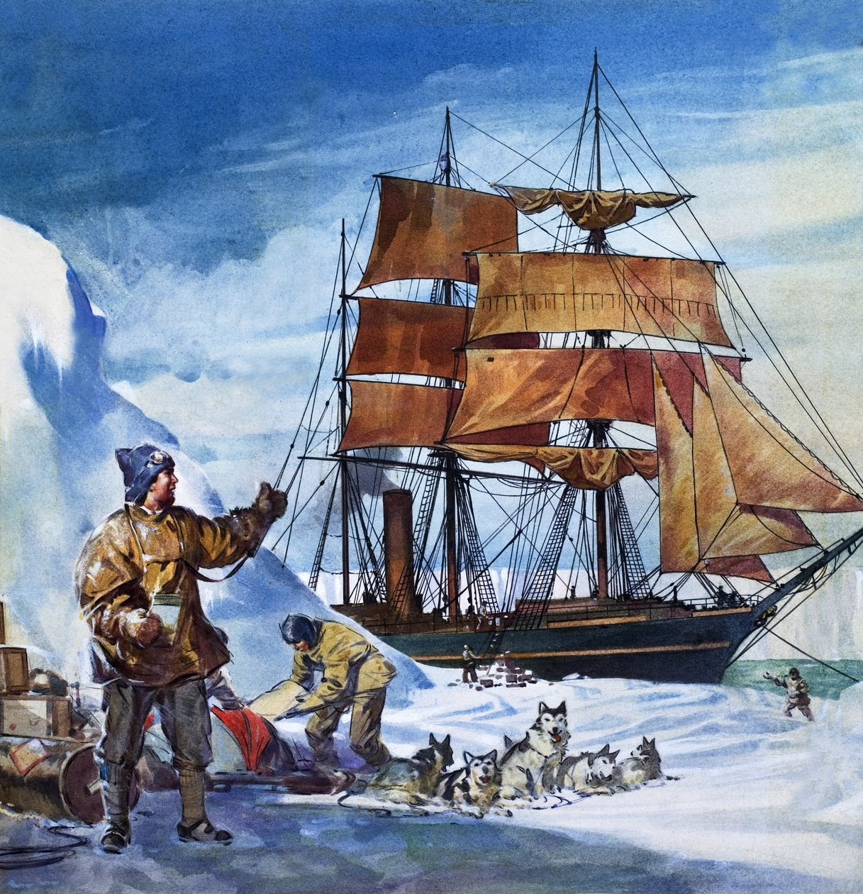 Terra Nova na Antarktydzie (gwasz na papierze) autorstwa James Edwin McConnell