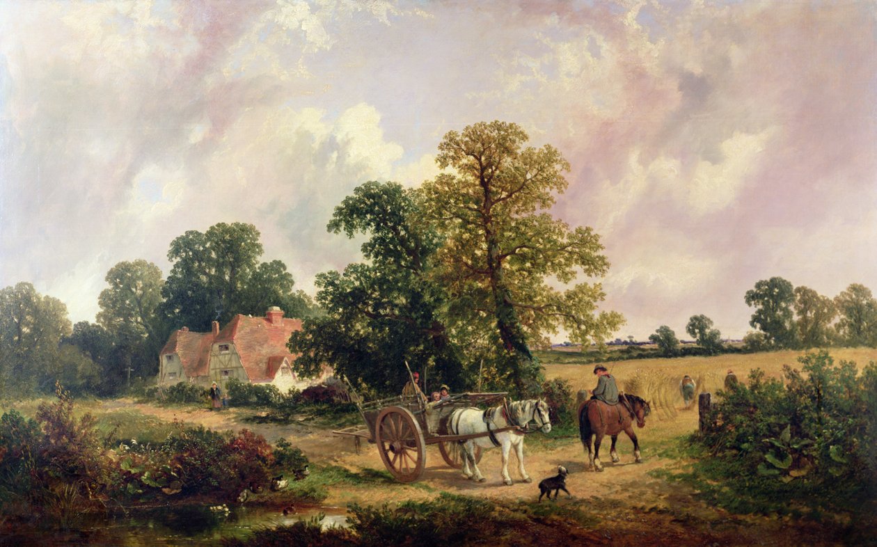 Krajobraz Essex z koniem i wózkiem autorstwa James Edwin Meadows
