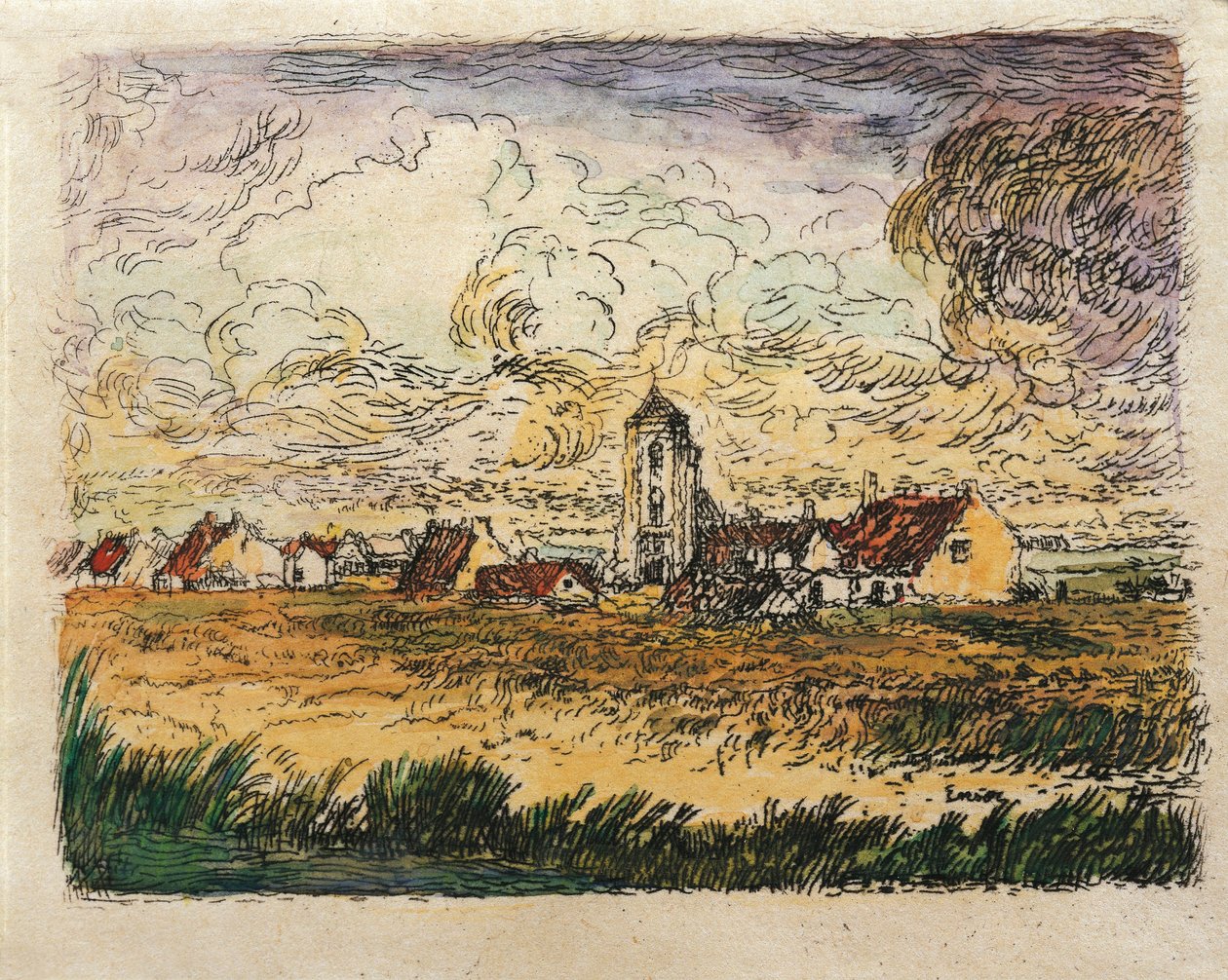 Belgia, mały widok Mariakerke autorstwa James Ensor