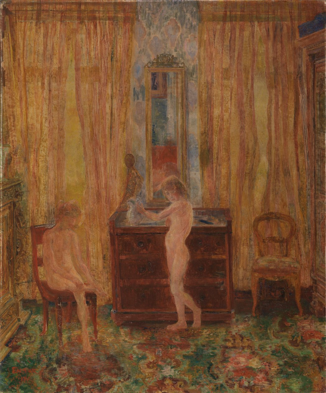 Crianças em seu banheiro matinal (Vestindo crianças) 1886 (óleo sobre tela) polonês autorstwa James Ensor