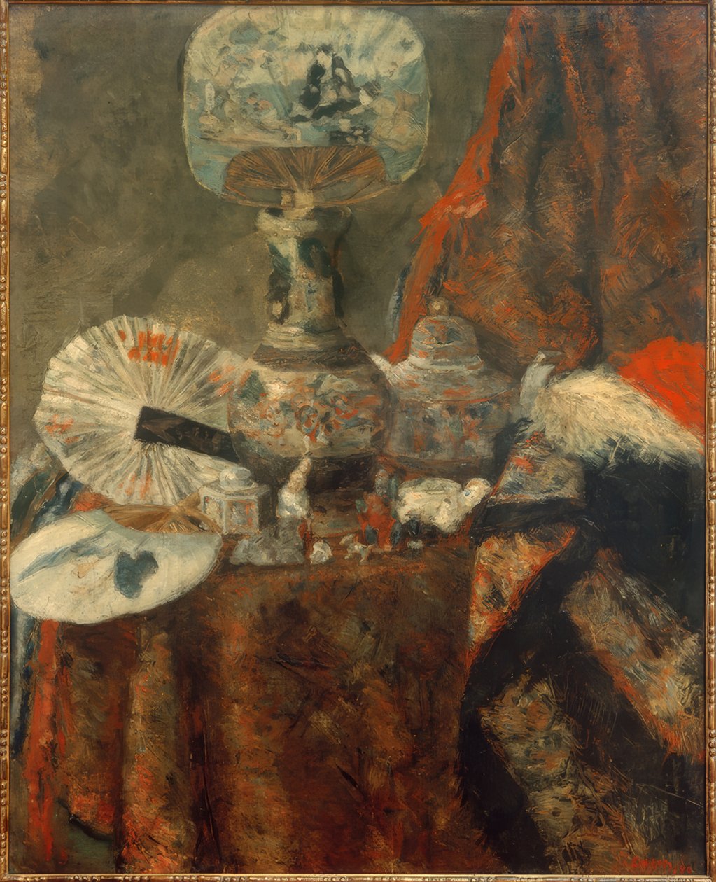 Chinoiseries, wachlarze i tkaniny autorstwa James Sidney Ensor