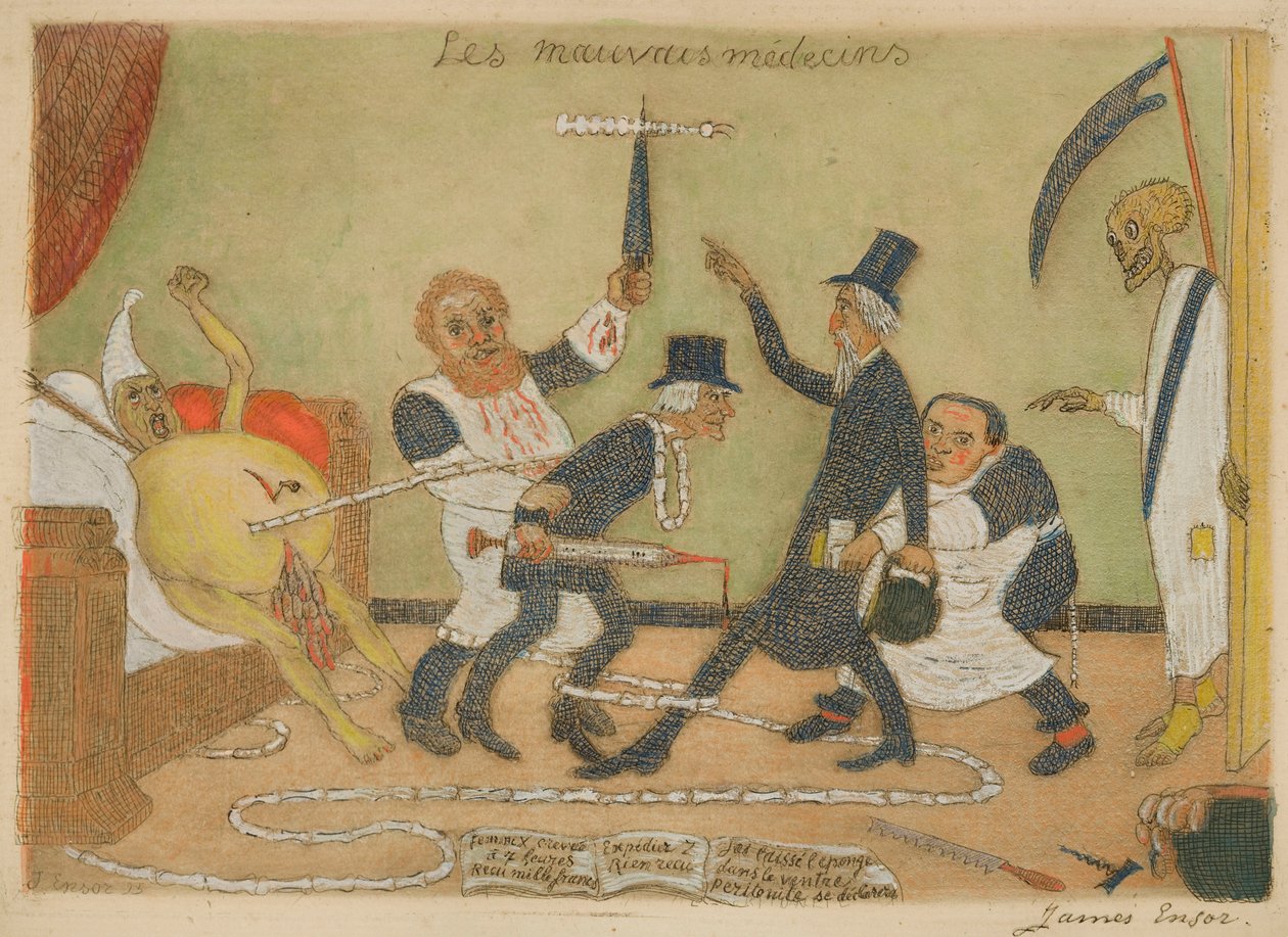 Źli lekarze autorstwa James Ensor