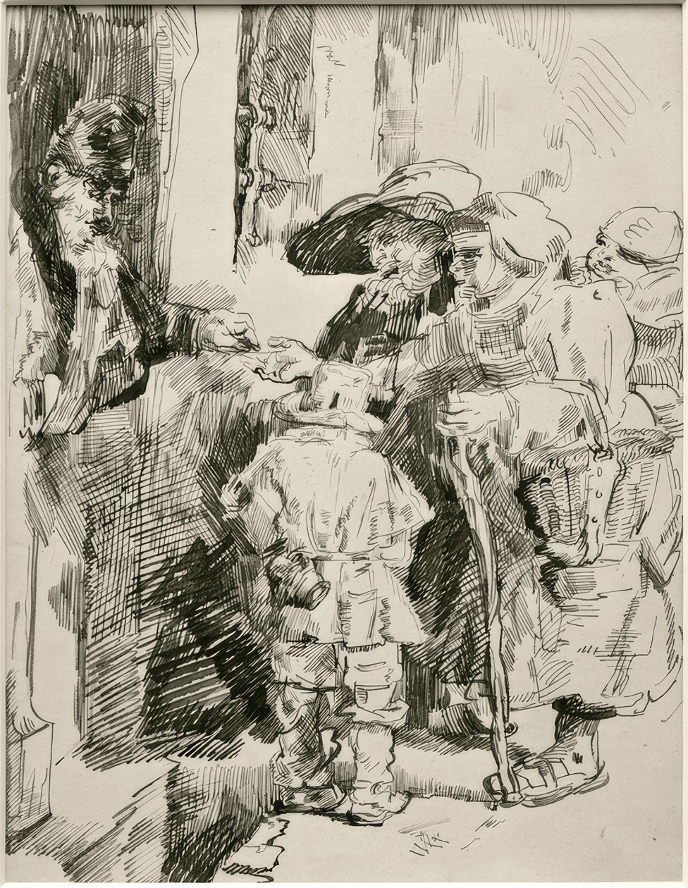 Żebracy przy drzwiach wejściowych autorstwa James Sidney Ensor