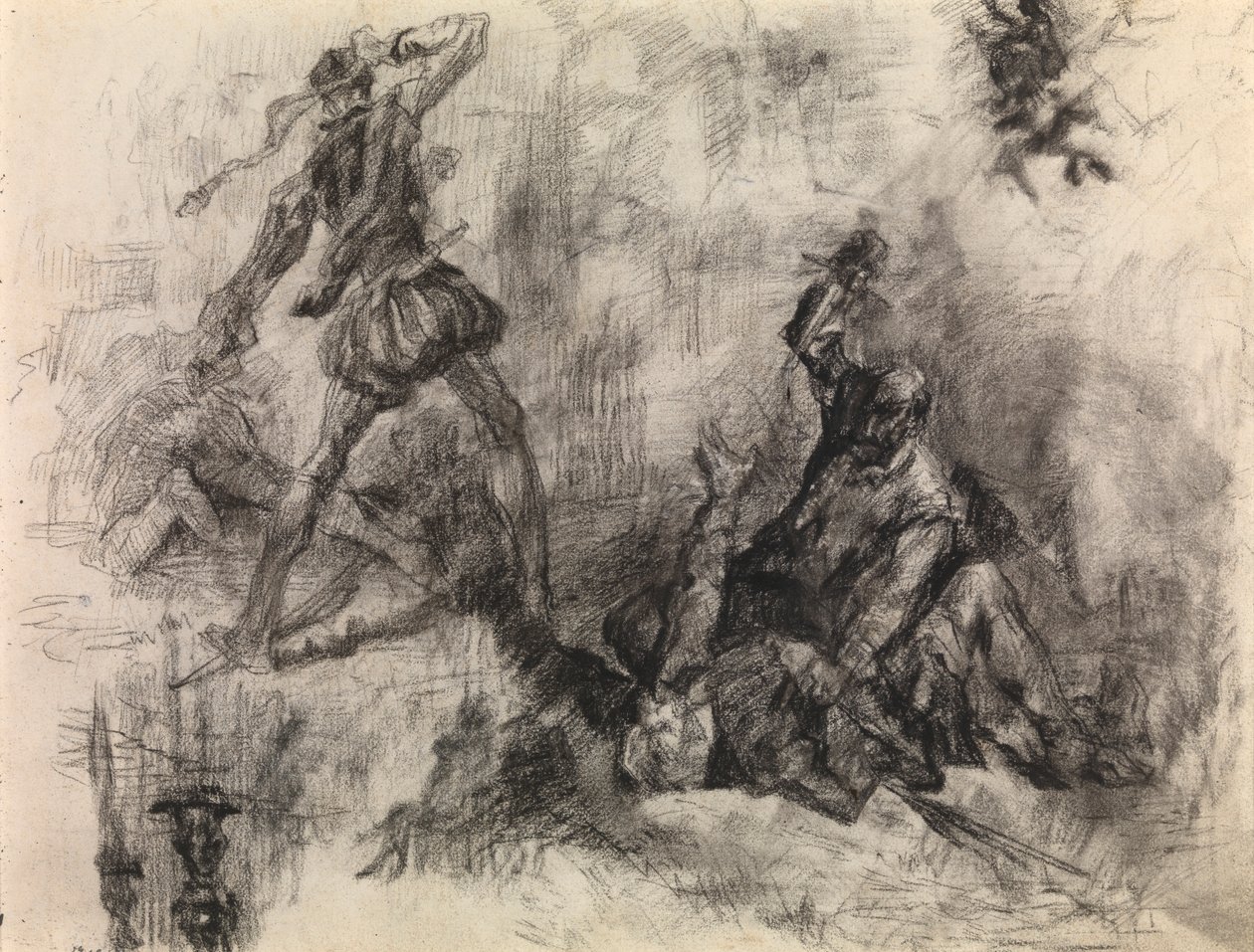 Don Kichot (kredka i czarna kreda na papierze) autorstwa James Ensor