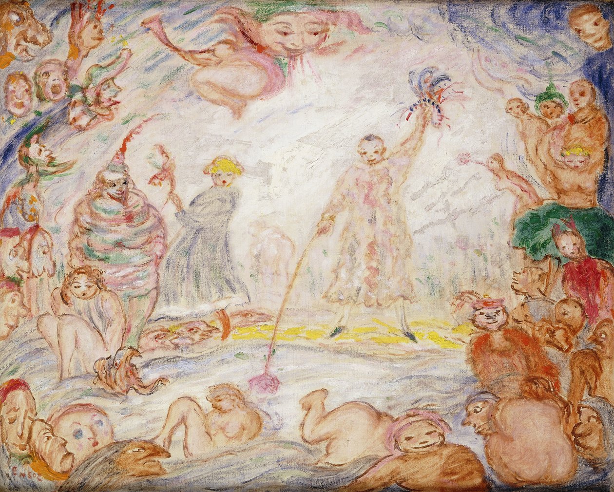 Ewolucja między niebem a morzem, ok. 1935 (olej na płótnie) autorstwa James Ensor