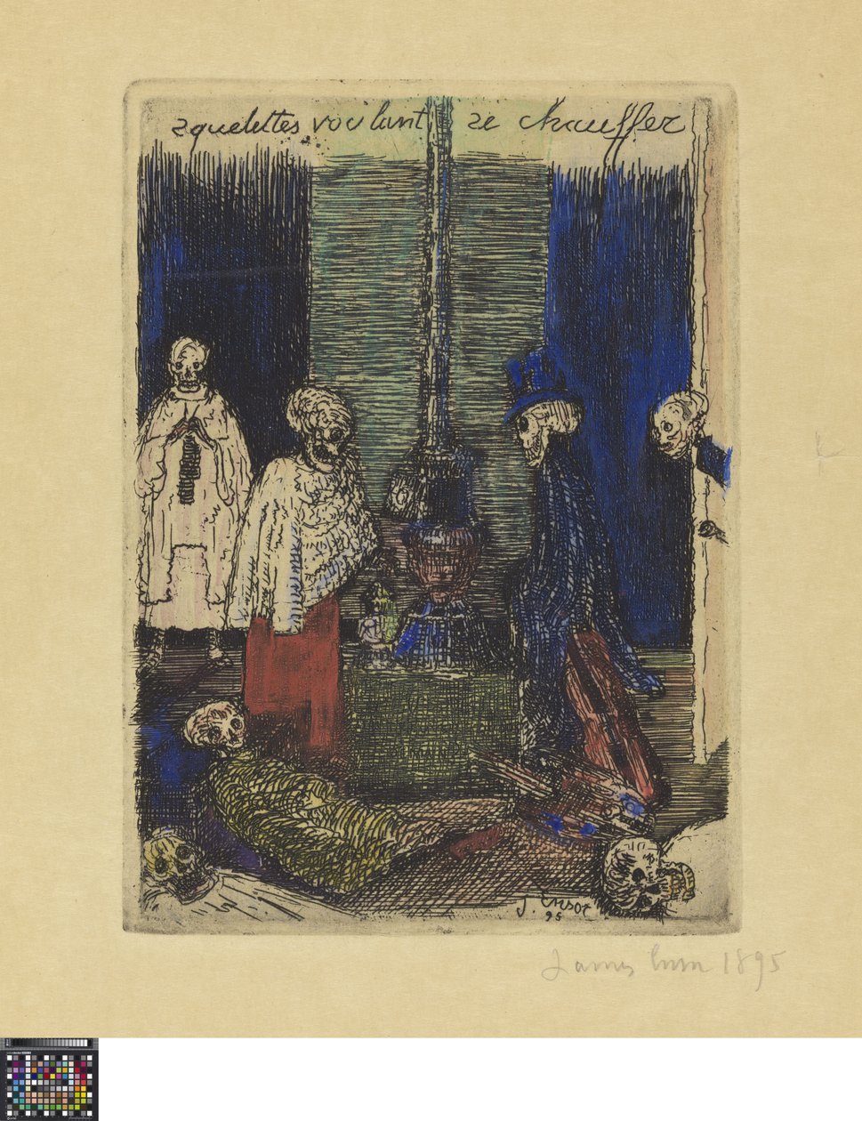 Skelette, die sich wärmen wollen autorstwa James Ensor