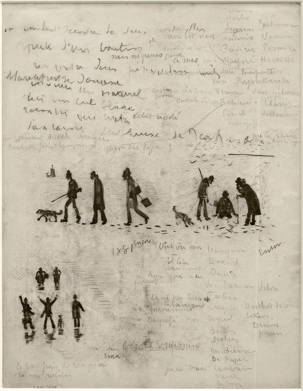 Opowieść bez słów (myśliwi zimą) autorstwa James Sidney Ensor