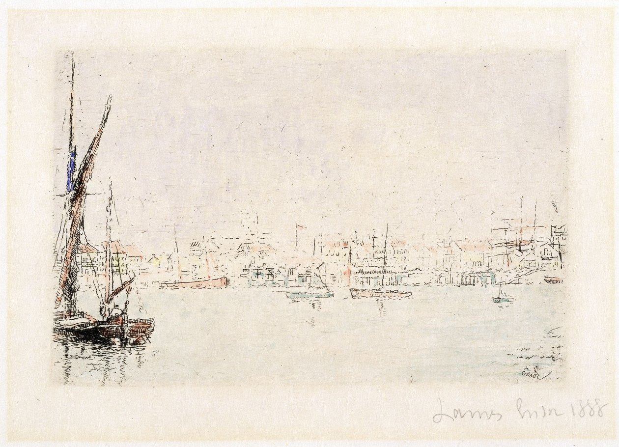 Widok na port w Ostendzie autorstwa James Ensor