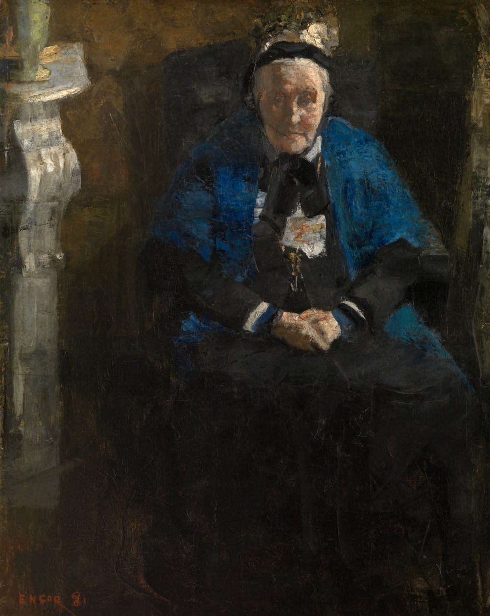 Dama z błękitnym szalikiem autorstwa James Ensor