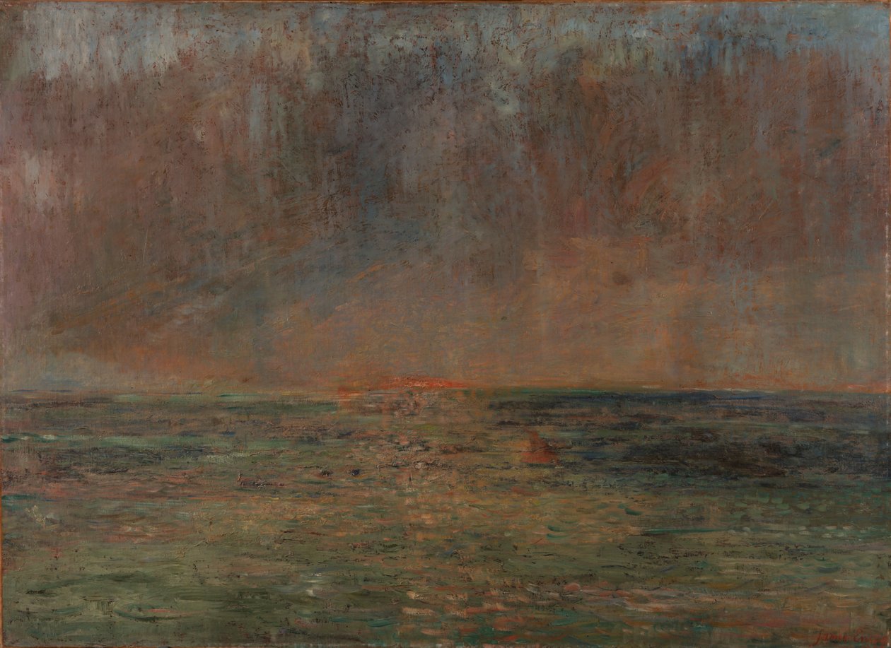 Duży pejzaż morski – Zachód słońca autorstwa James Ensor