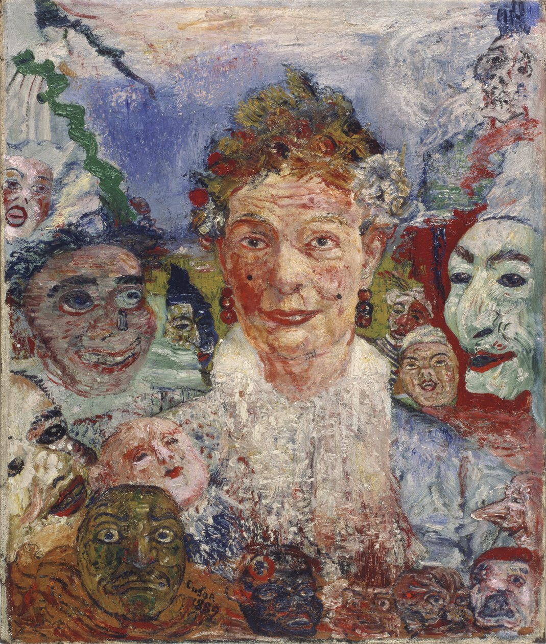 Stara Dama z Maskami, 1889 autorstwa James Ensor