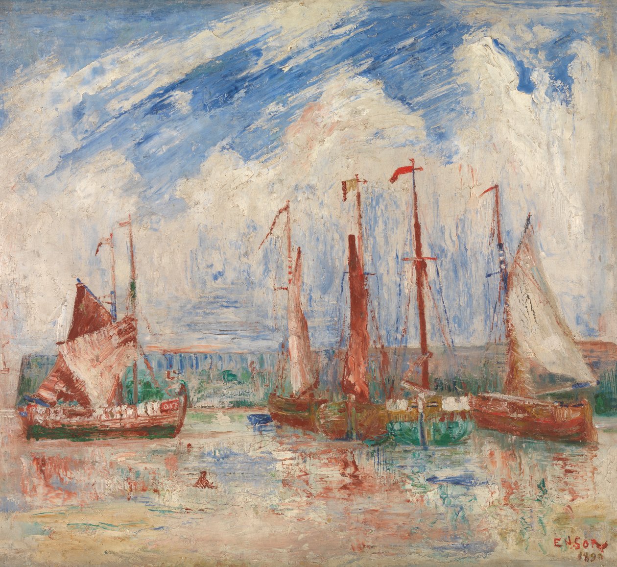 Port w Ostendzie, ok. 1900-04 (olej na płótnie) autorstwa James Ensor