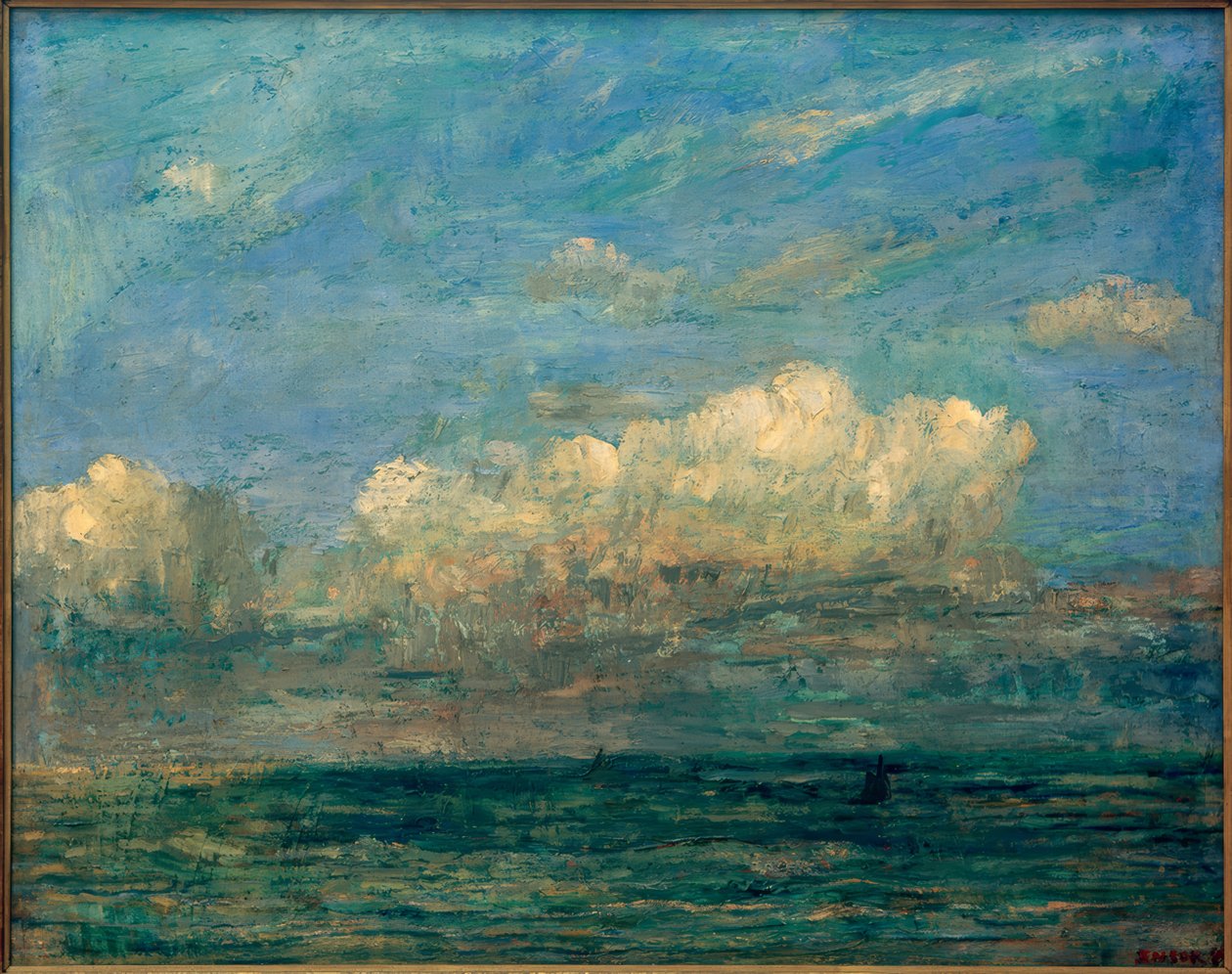 Fragment jeziora z białą chmurką autorstwa James Sidney Ensor