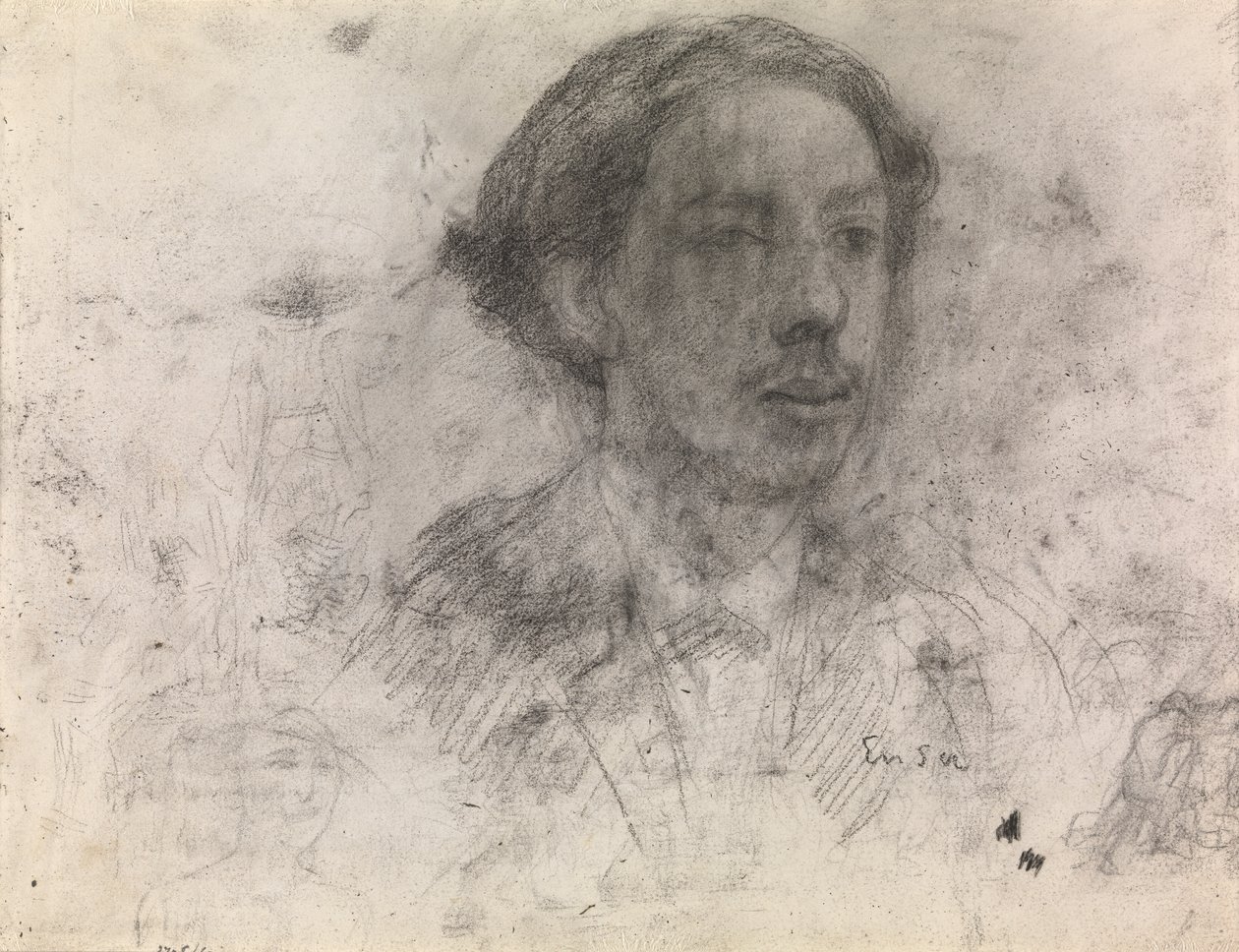 Autoportret (conte na papierze) autorstwa James Ensor