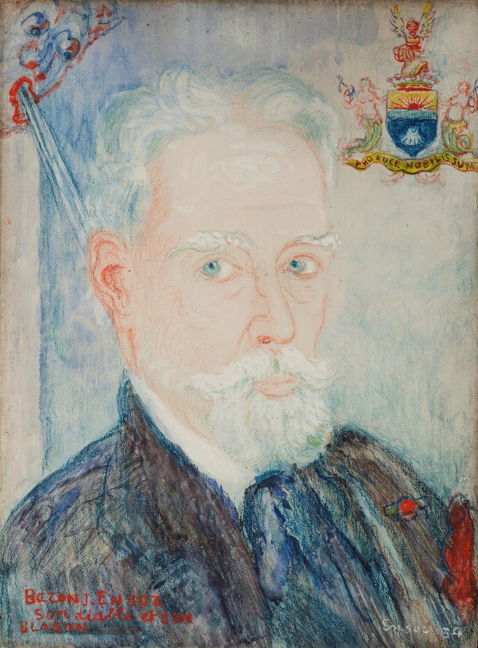 Autoportret barona Jamesa Ensora, jego diabeł i herb autorstwa James Ensor