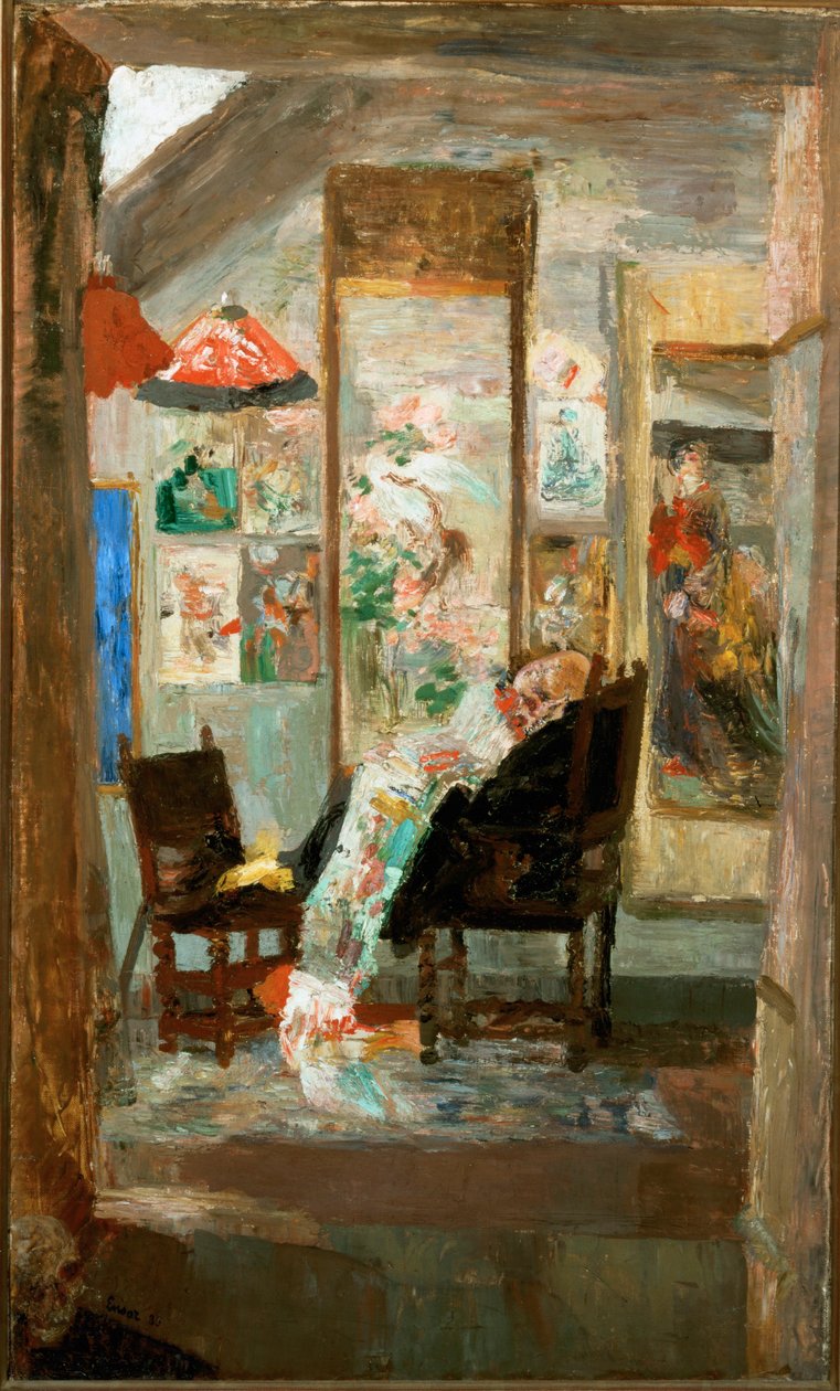 Szkielet badający chińskie przedmioty autorstwa James Ensor