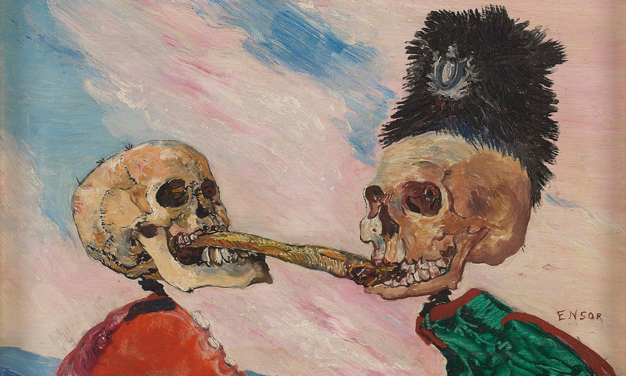 Szkielety walczące o marynowane śledzie, 1891. autorstwa James Ensor