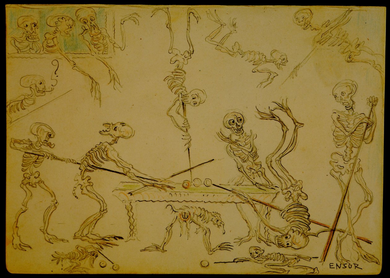 Skelette beim Billardspielen autorstwa James Ensor