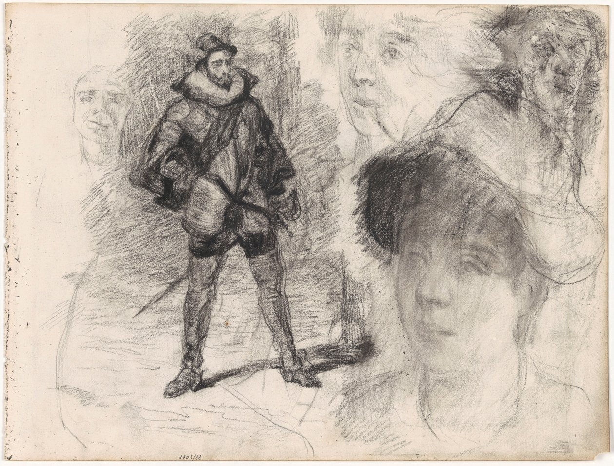 Hiszpański żołnierz i cztery twarze autorstwa James Ensor