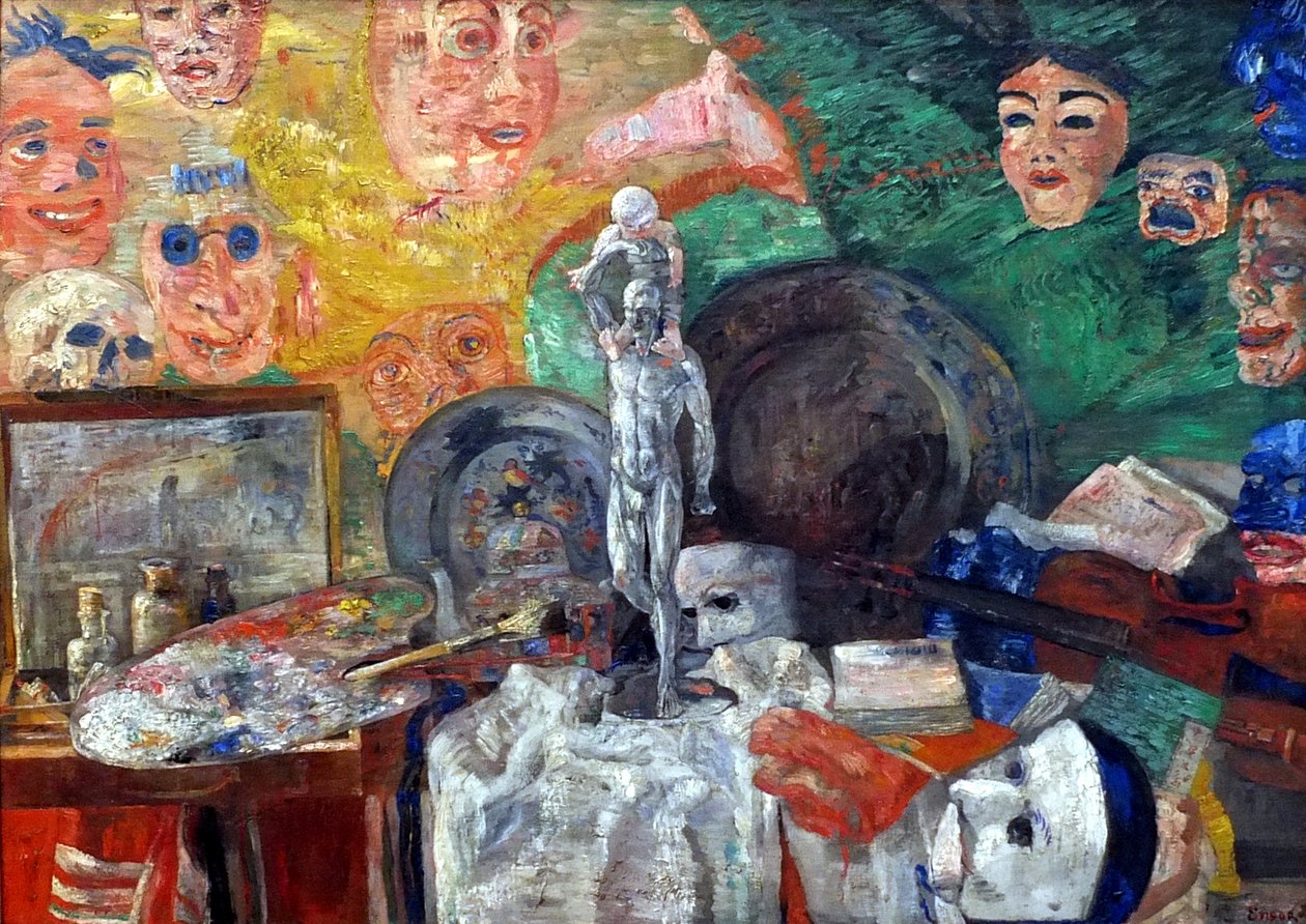 Martwa natura w pracowni autorstwa James Ensor