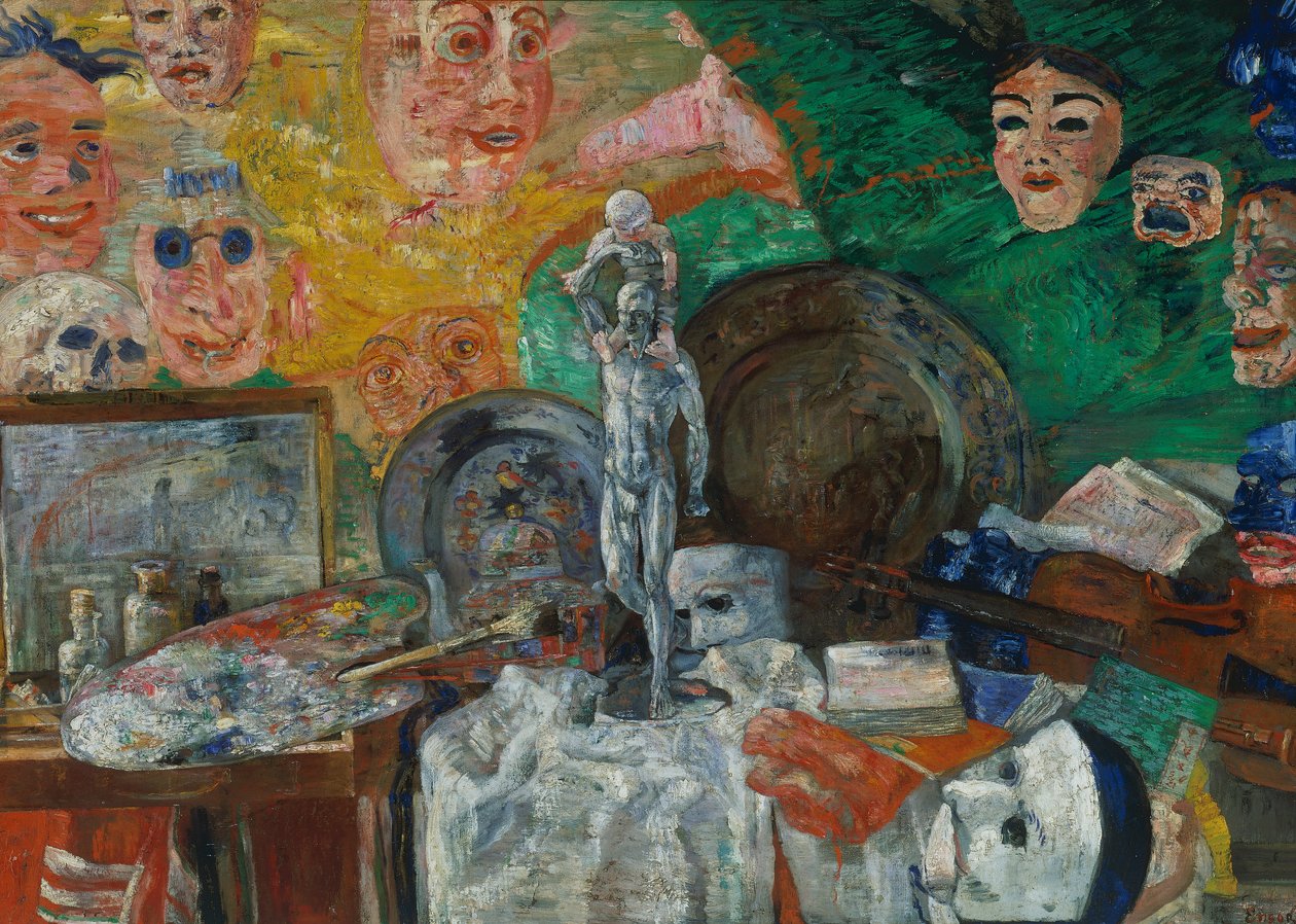 Martwa natura w pracowni lub Atrybuty sztuki autorstwa James Ensor