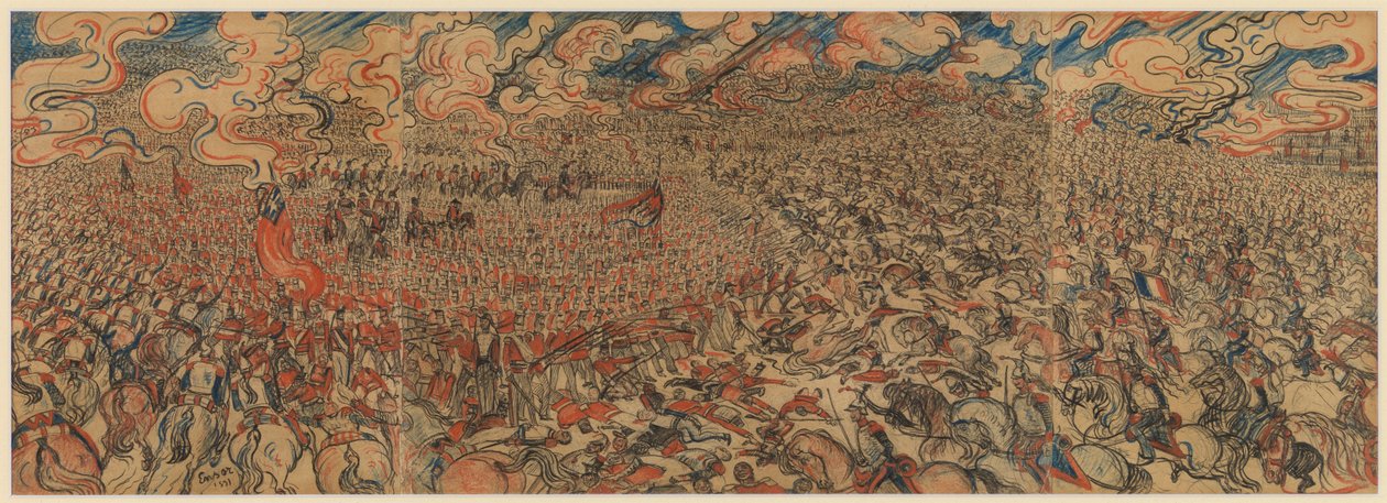 Kirasjerzy spod Waterloo (kreda na papierze na tekturze) autorstwa James Ensor