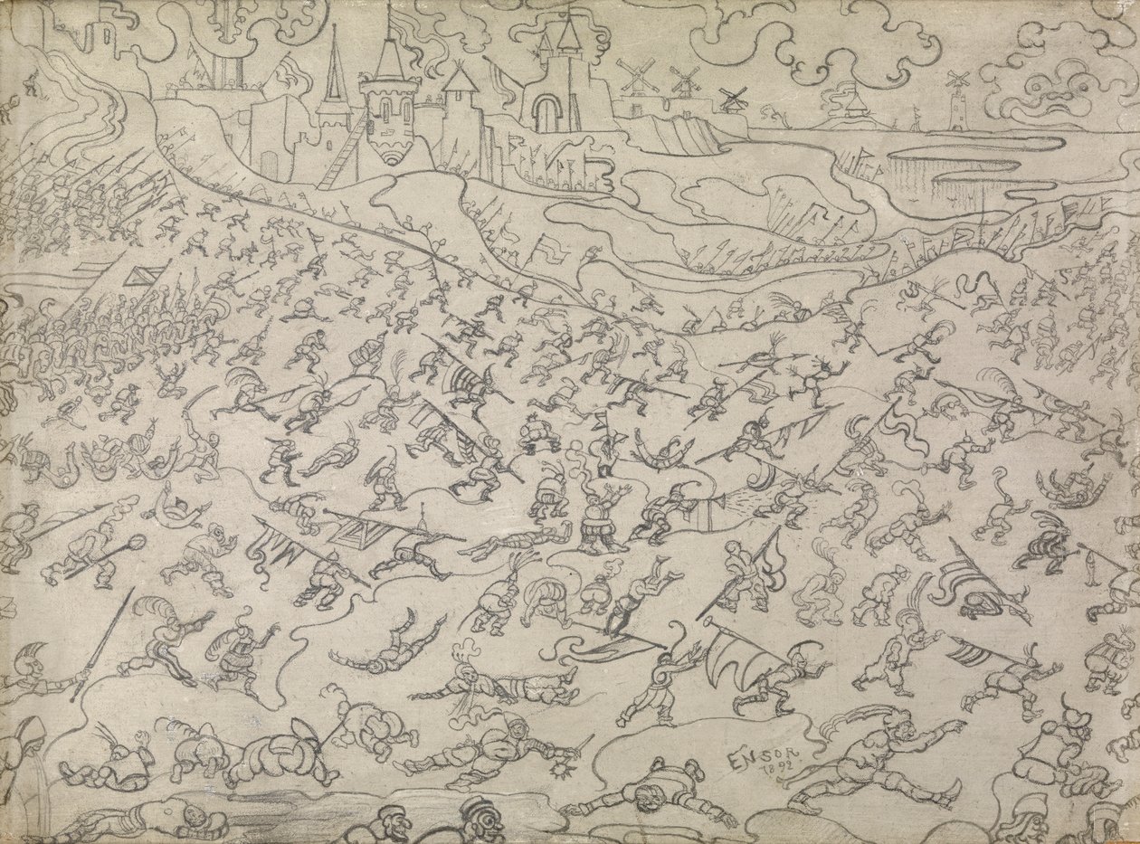Rozwiązli najemnicy (ołówek na papierze) autorstwa James Ensor